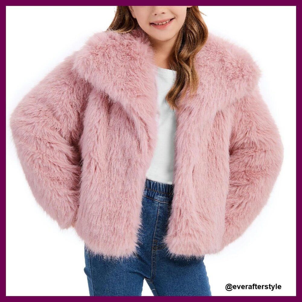 Faux Fur Jacket Fluffy Cozy Kids Winter Coat Chic Elegant Y2K Style